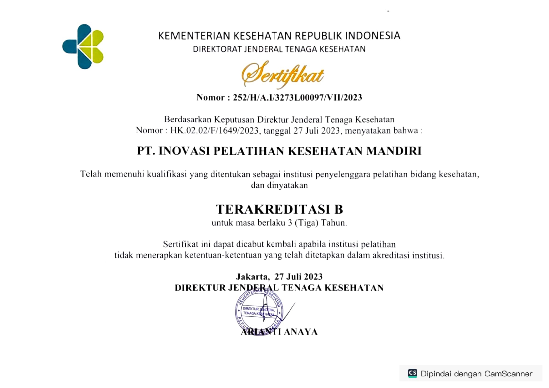 Sertifikat Akreditasi